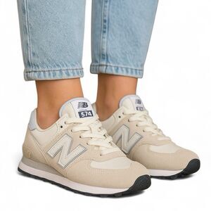 New Balance 574 Lifestyle Sneakers 8 Beige Tan Suede Classic Retro